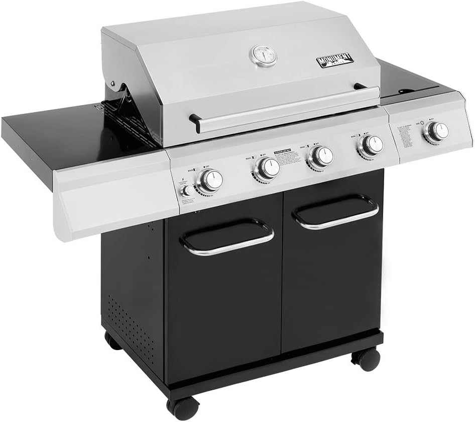 4-Burner Black Propane Gas Grill with Side Burner N957848