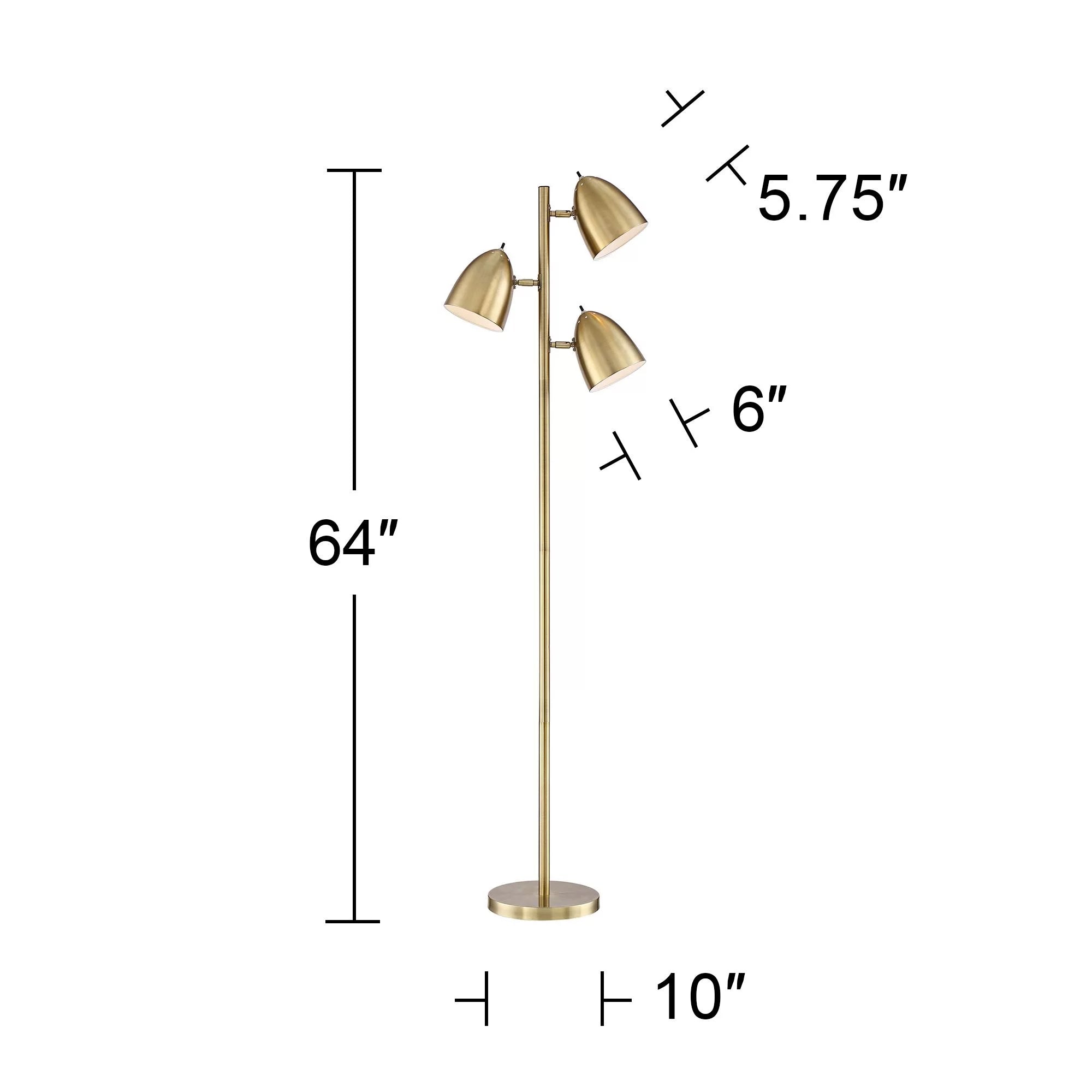 Aged Brass 3 Light Adjustable Dome Shade Floor Lamp O19637