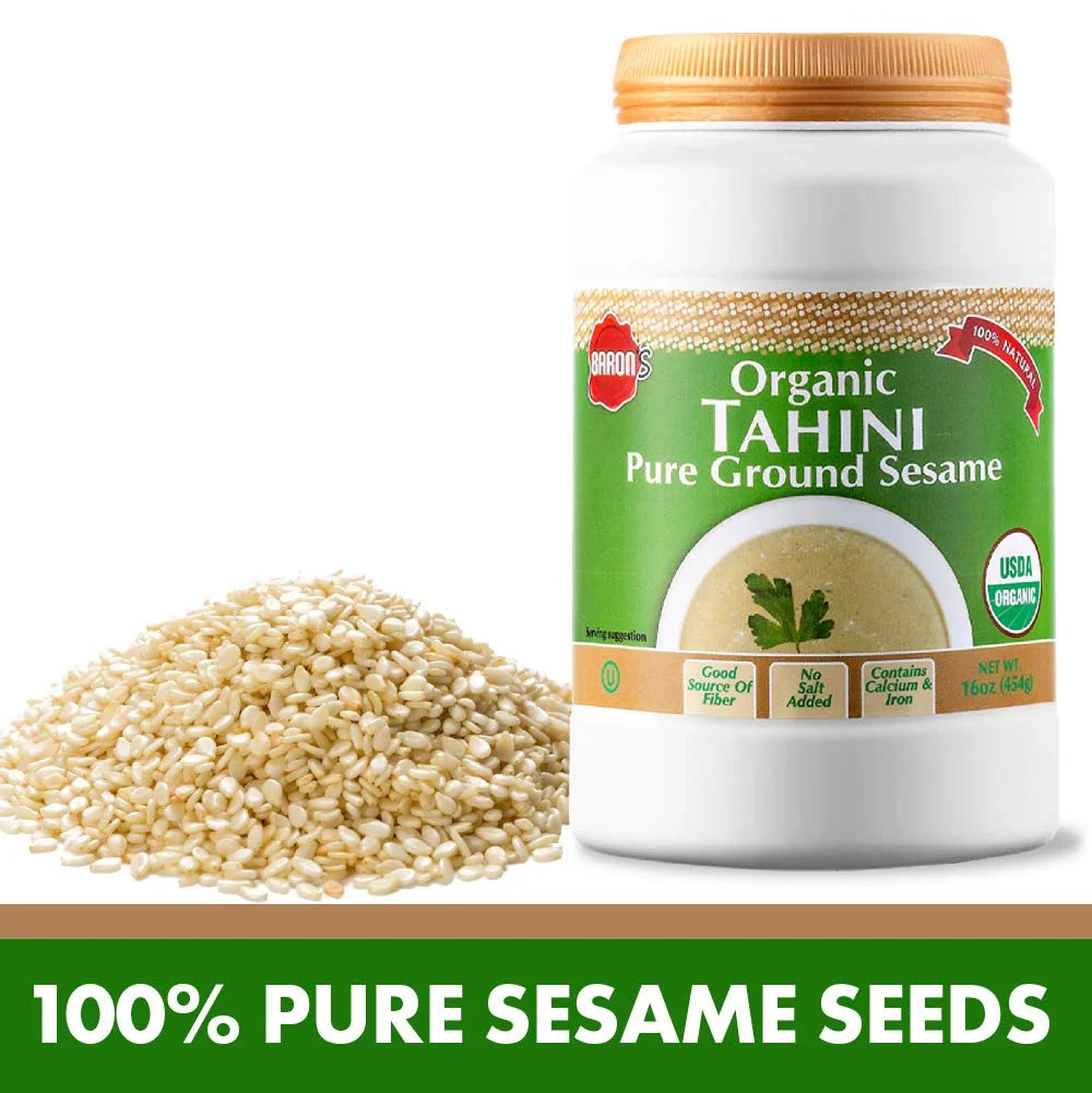 Organic Pure Tahini Sesame Paste 16oz Jars (12 Pack) Y17691