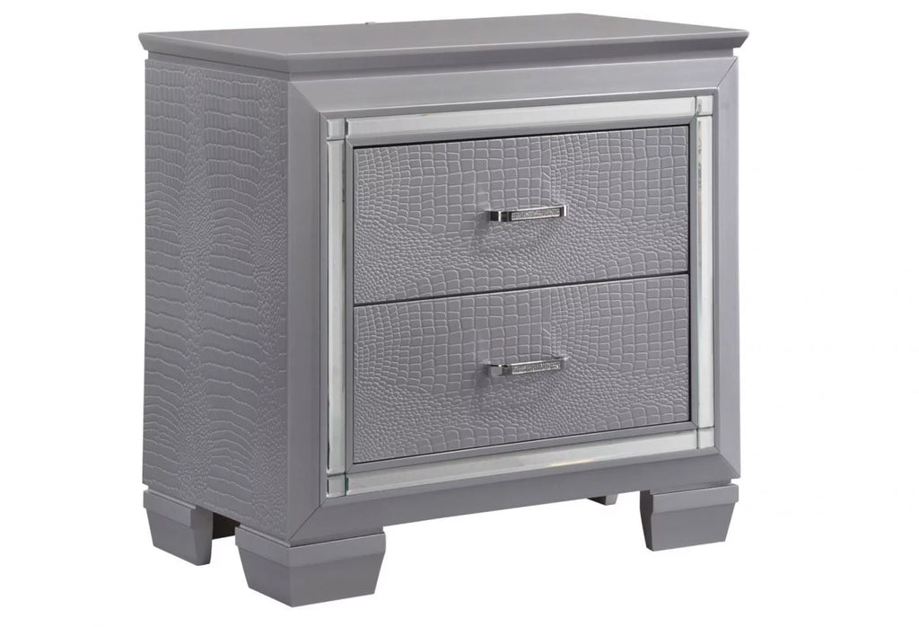 Queen Size LED Backlit Upholstered Bed Dresser Mirror Nightstand Chest Wooden Furniture Set R15312