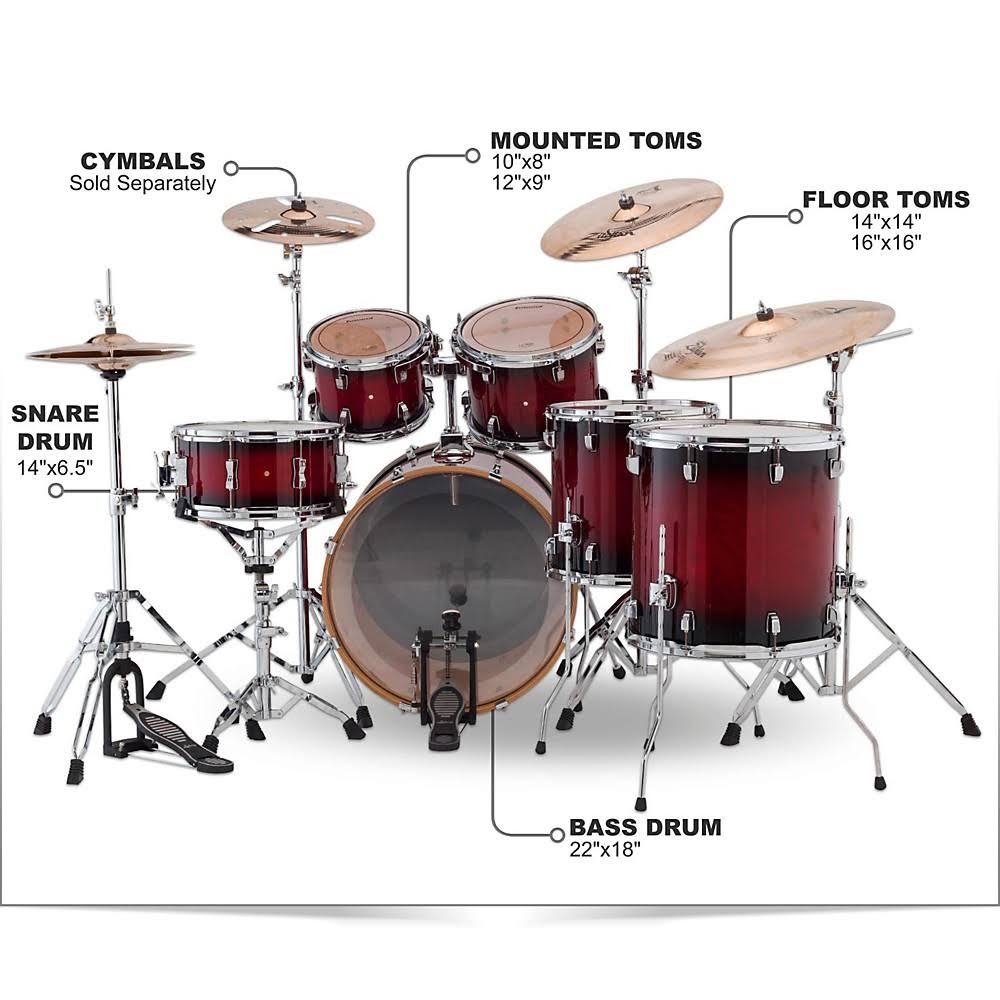 Red Burst 6-Piece Maple Shell Pack F159771