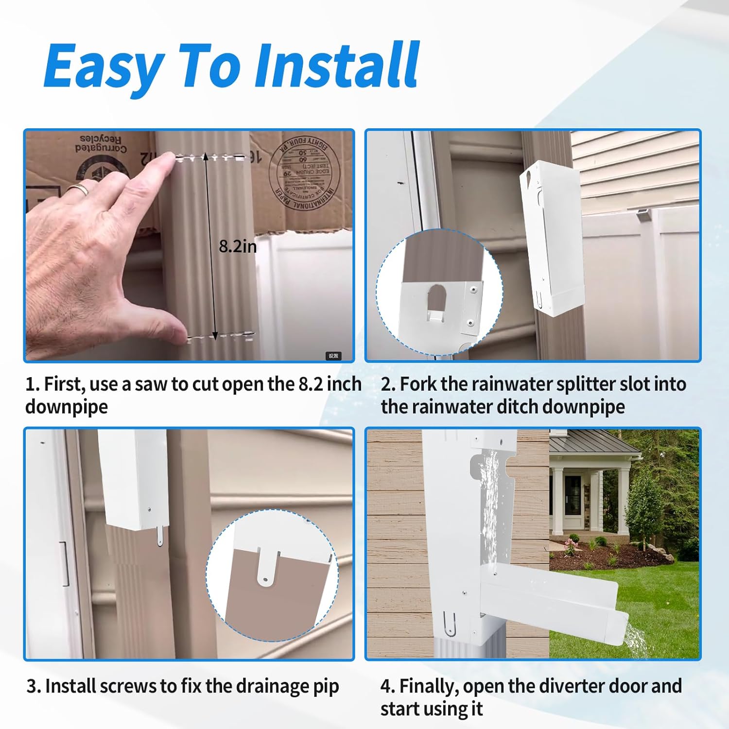 Stainless Steel Rain Barrel Diverter Kit for 3"x4" Downspout K348