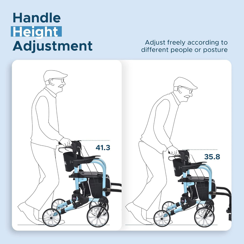 4 Wheel Rollator Walker Chair with Seat and Footrest F5340