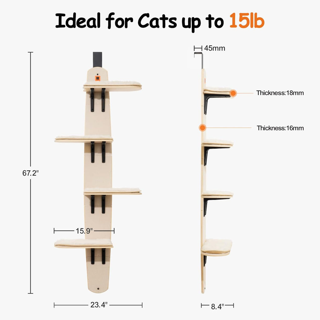 4-Levels Over Door Cat Climber with Removable Soft Mat R76635