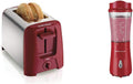 2 Slice Toaster with Extra Wide Slots, Red & Personal Blender, 14 oz, Red N896