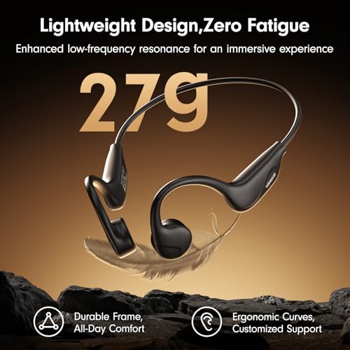 Bone Conduction Open Ear Headphones Bluetooth 5.4 with Mic 10H Playtime IPX5 Waterproof A919