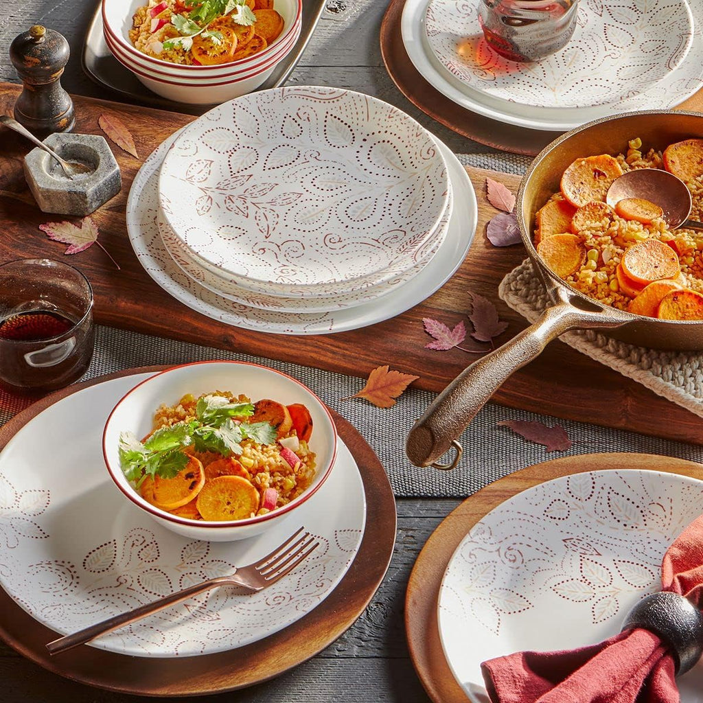 12-Piece Dinnerware Set Service for 4 red, White X661641