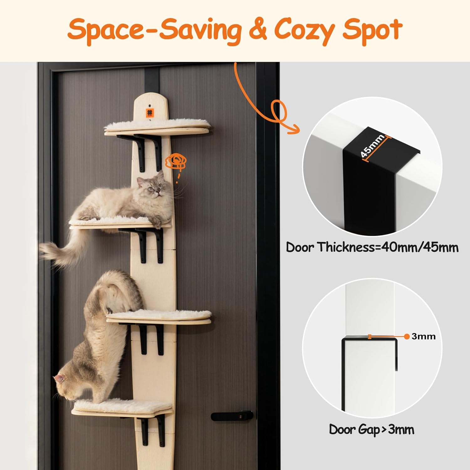 4-Levels Over Door Cat Climber with Removable Soft Mat R76635