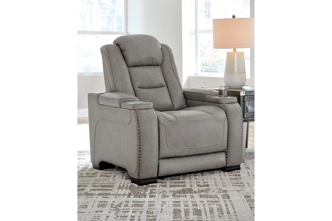 Gray Leather Power Recliner H686309