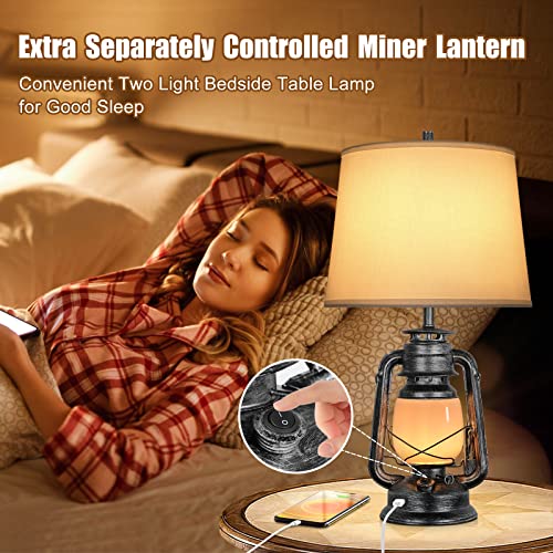 White 3-Way Dimmable Touch Table Lamps with USB Port O393