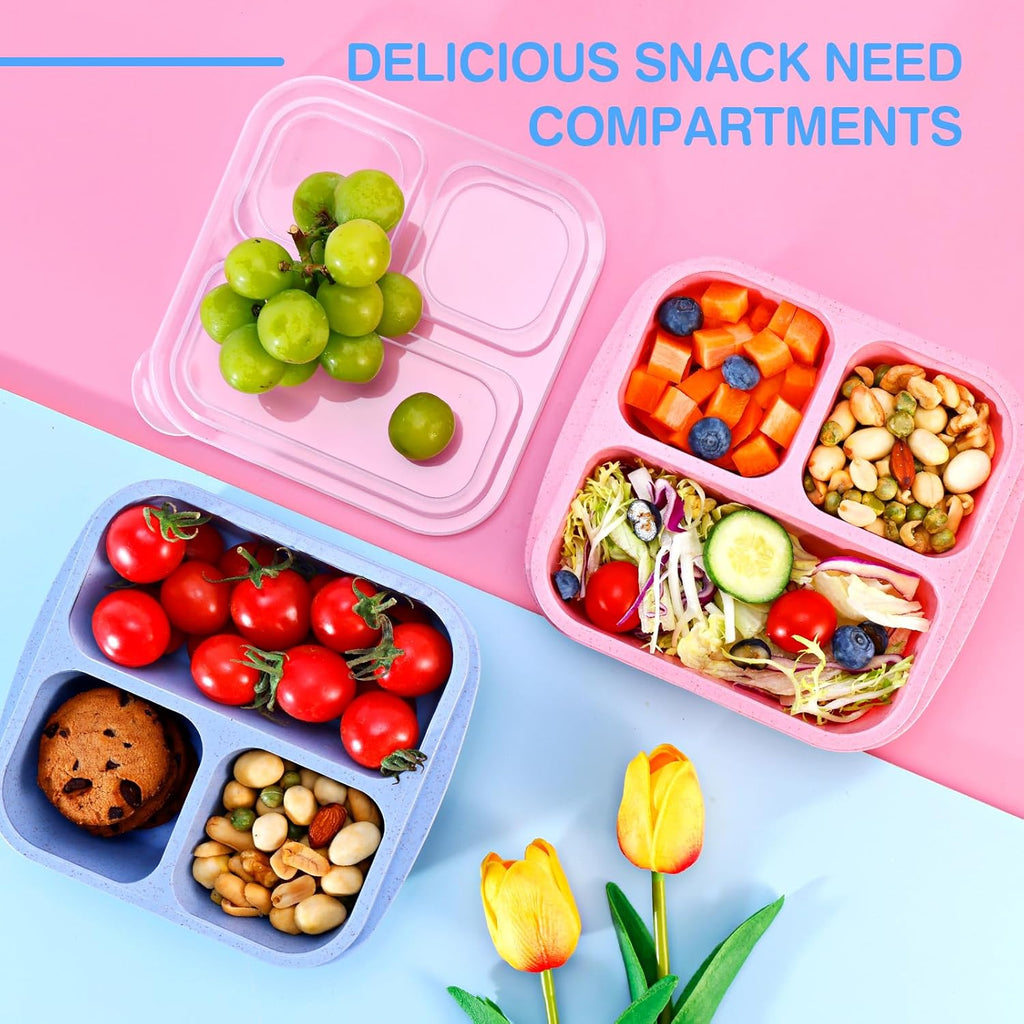 4 Pack 5 Compartments Divided Lunch Containers with Utensils E10570