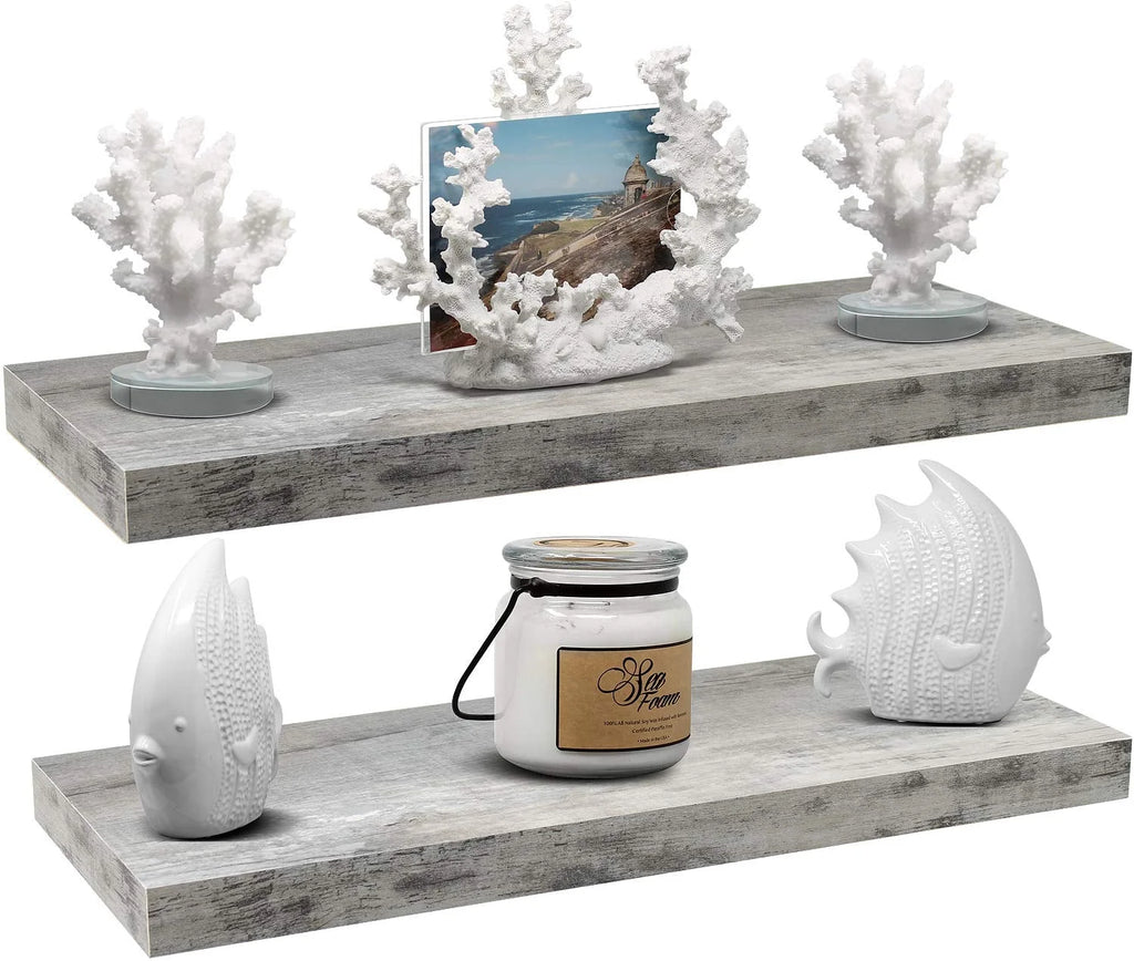 Gray Wood Floating Wall Shelf E860453