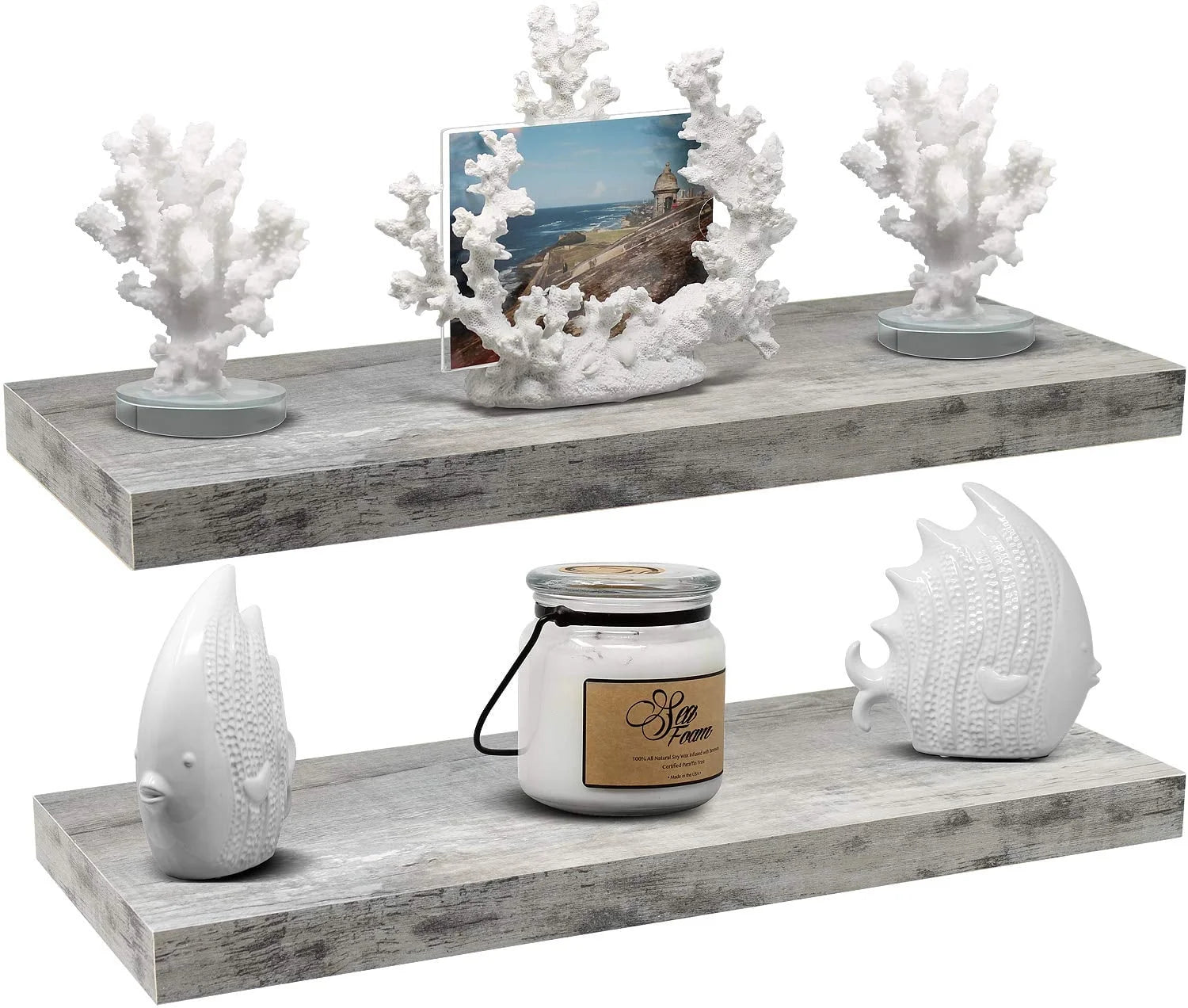 Gray Wood Floating Wall Shelf E860453