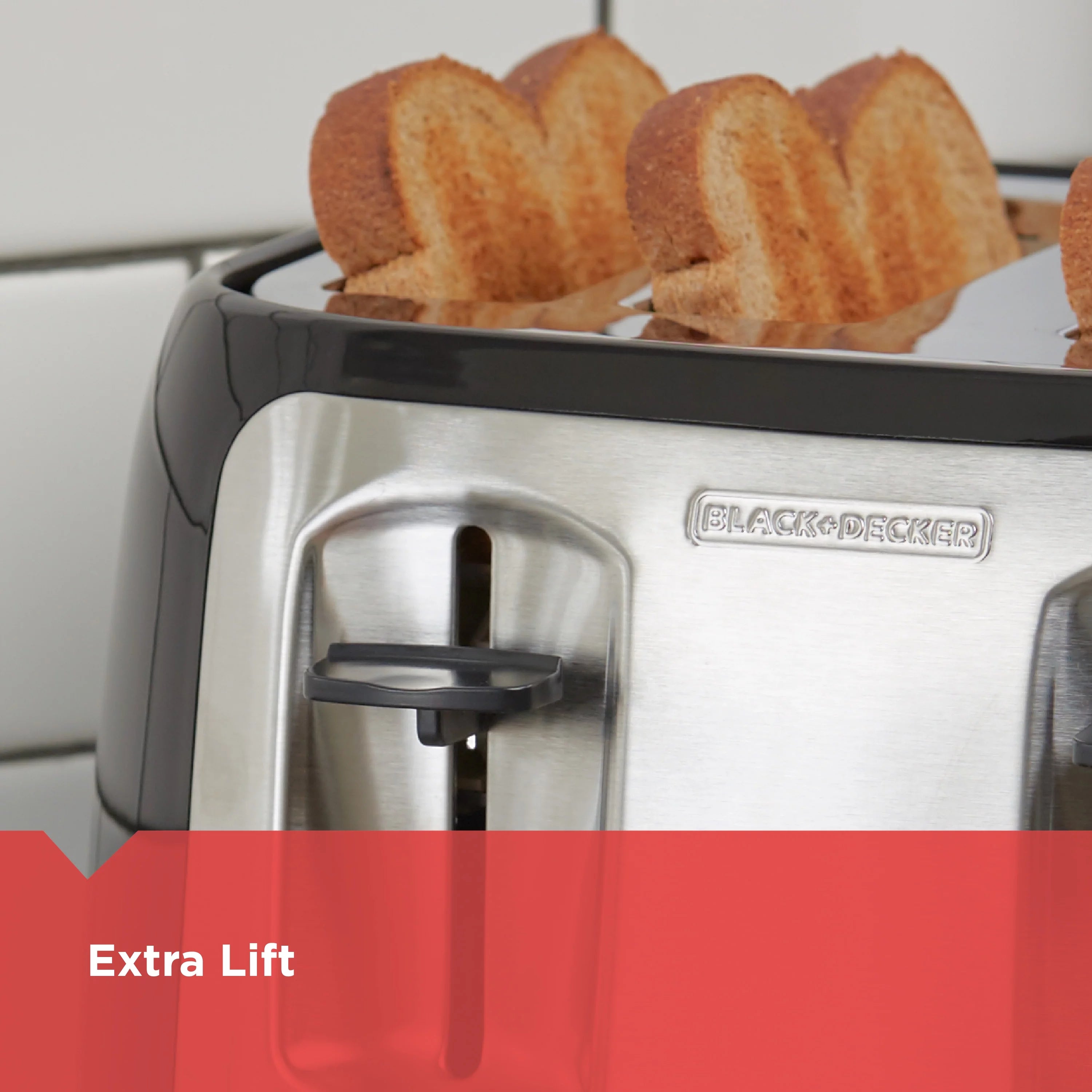 4-Slice Toaster with Extra-Wide Slots, Black/Silver W451792