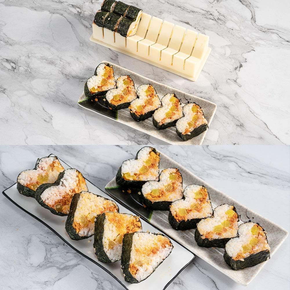 10 Pieces Plastic Sushi Maker Tool with 8 Sushi Rice Roll Mold Shapes S7408