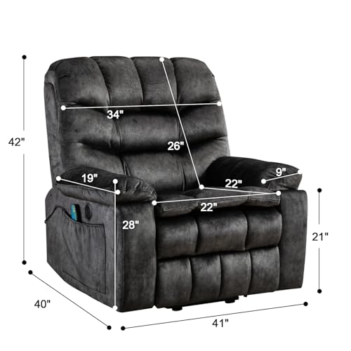 Large Power Lift Recliner with Massage and Heat, Brown P9510