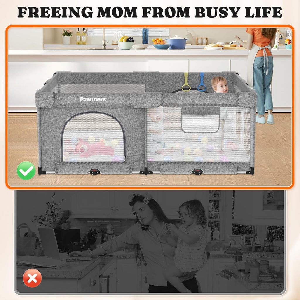 71"L x 59"W x 27"H Large Portable Baby Playpen with 50PCS Ocean Ball O50723