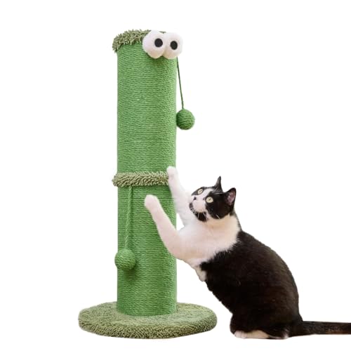 34-Inch Tall Cat Scratching Post with Sisal-Wrapped Post, Hanging Ball Toy, Vibrant Green J208