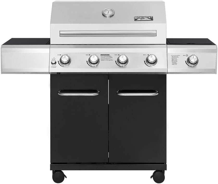 4-Burner Black Propane Gas Grill with Side Burner N957848