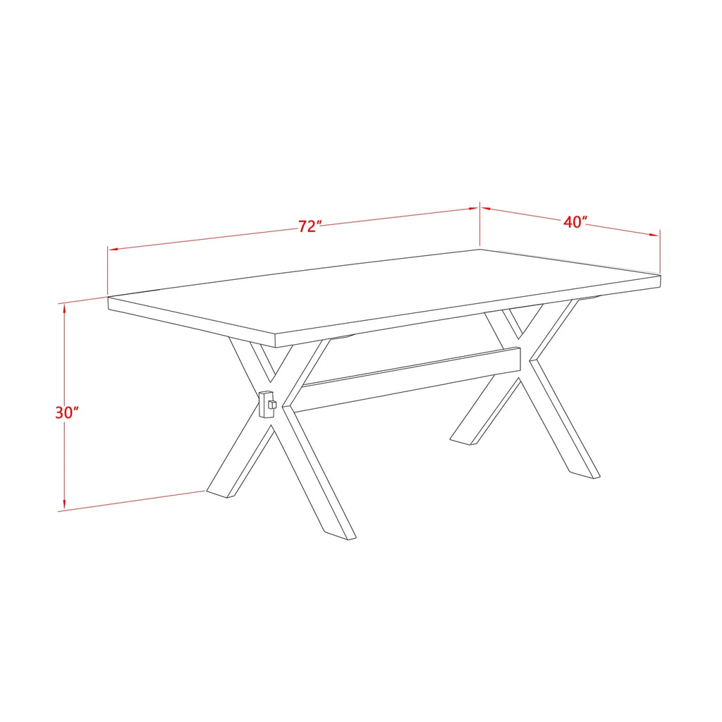 6-Pc Dining Table Set with Cream Linen Fabric Seat and Rectangular Top X928