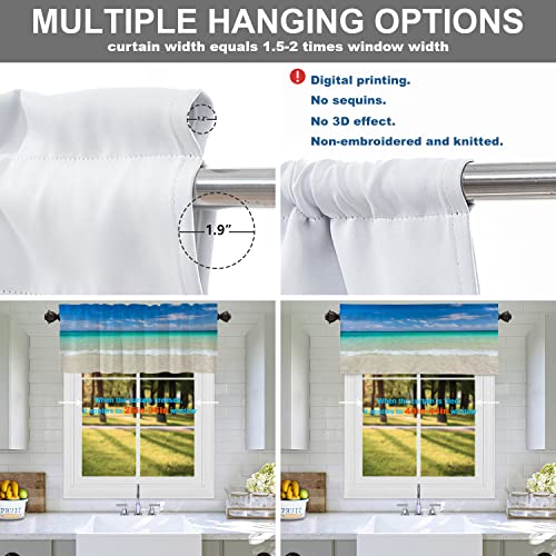 Blue Ocean Tropical Beach Valances Half Window Curtain Set of 2 52x18 Inch S7525