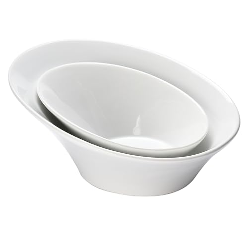 White Ceramic Porcelain Salad Bowls Set of 2 D62068