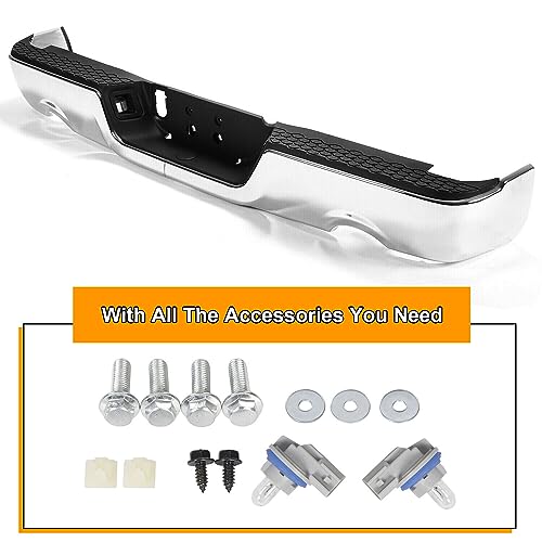 Chrome Step Bumper with Parking Sensor Hole and Vent Hole for 2009-2018 Dodge Ram 1500 2019 Ram 1500 Classic G494