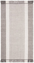 Ivory/Grey Cotton Striped Area Rug, 3' x 5' F2552