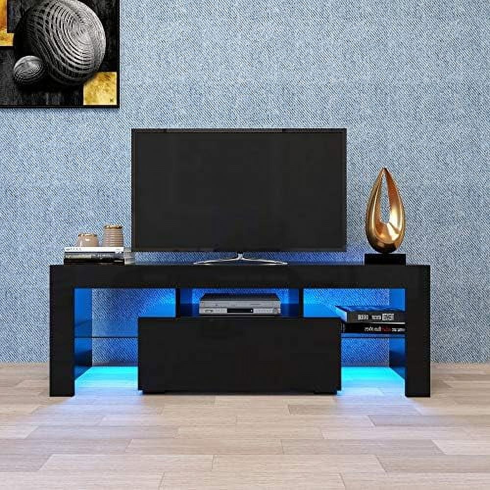 Modern TV Stand with 2 Cabinets Entertainment Center Wood TV Unit V2998