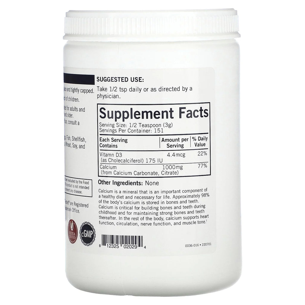 Calcium Powder Plus Vitamin D-3, Unflavored, 16 oz D4351