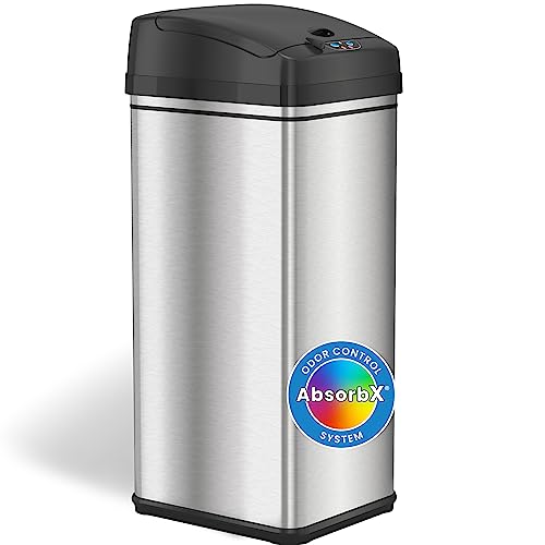 13 Gallon Motion Sensor Stainless Steel Trash Can with Lid B62935