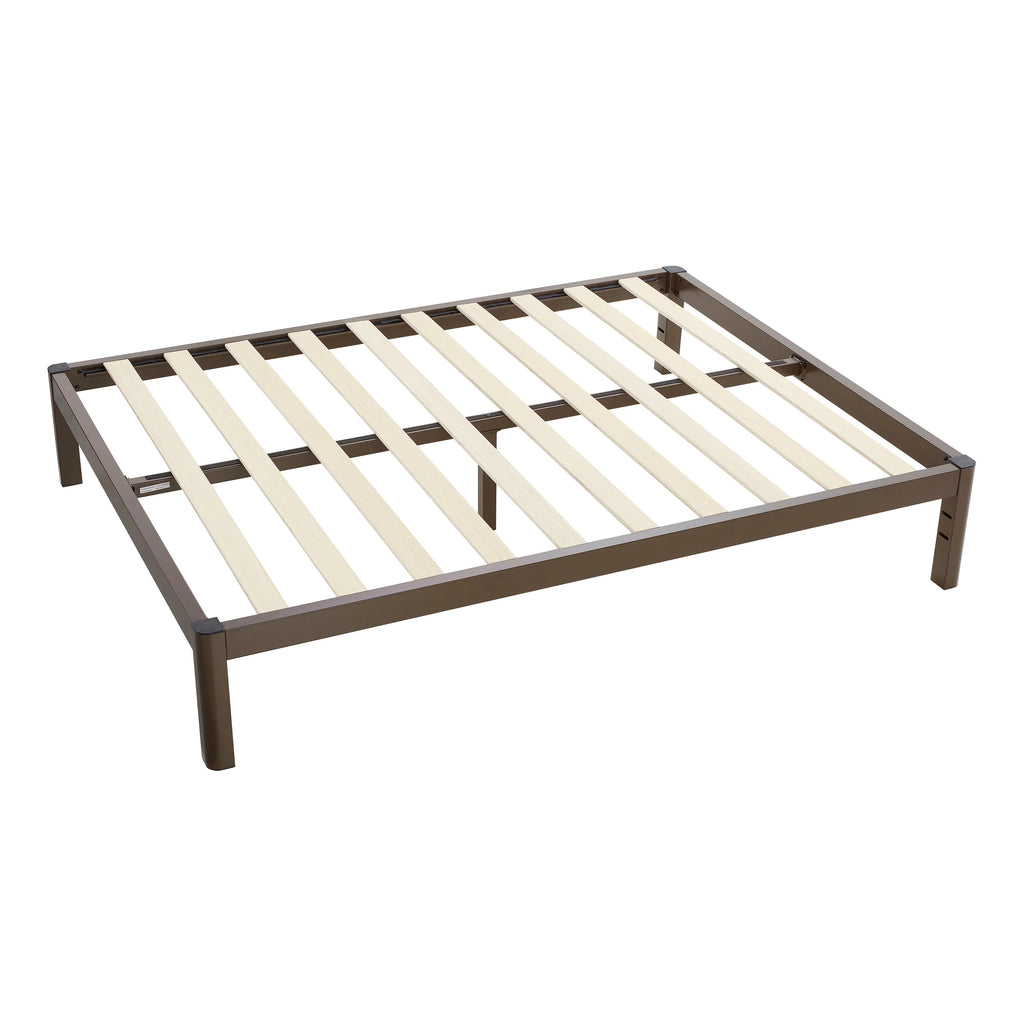 Queen Wood Slat Metal Platform Bed Frame E5474