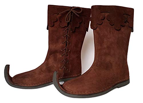 Medieval Brown Leather Knee High Boots Q307978