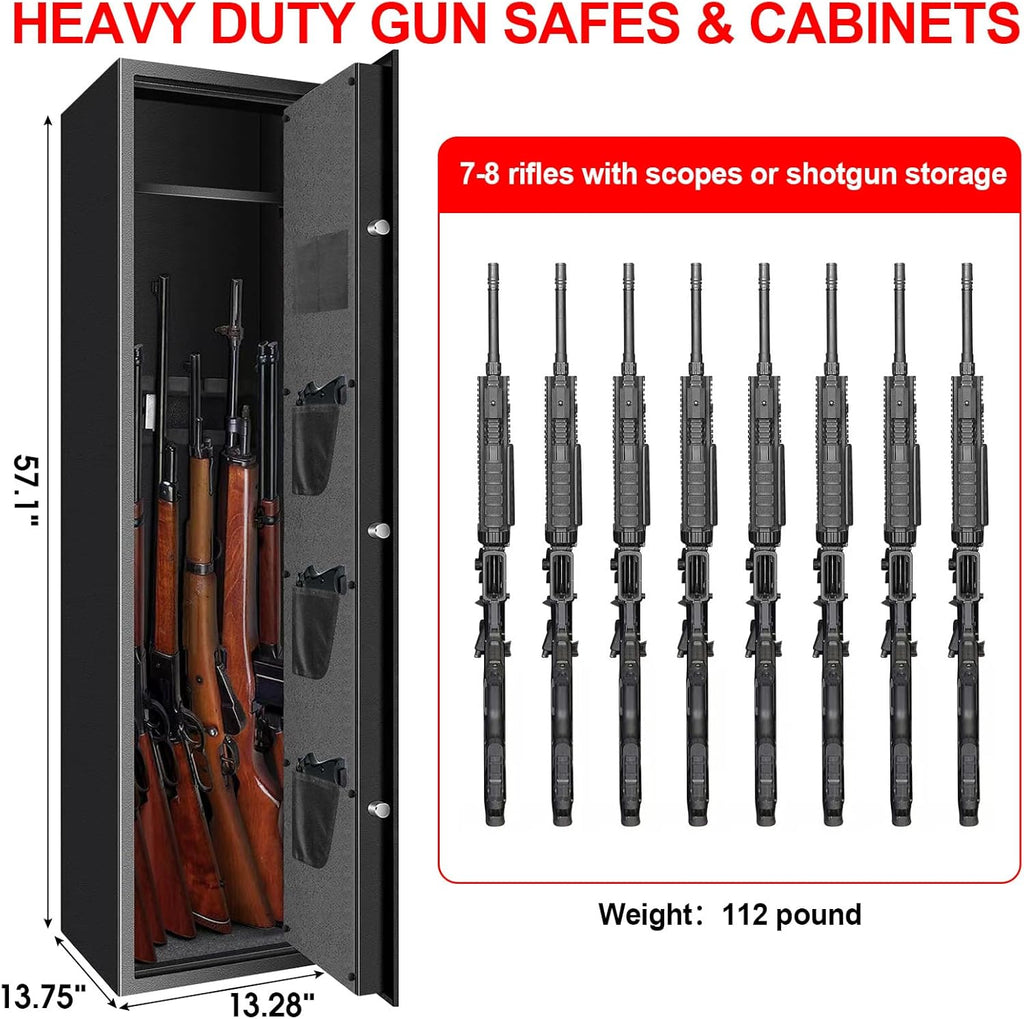 Large Long Gun Safe with Biometric Lock, Fireproof, Removable Gun Rack M207366