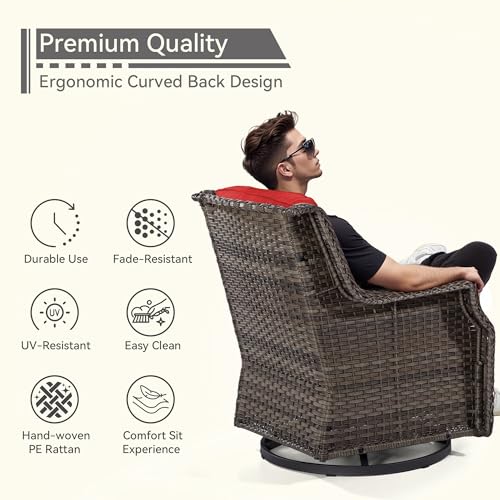 Outdoor Swivel Rocker Patio Chair with Olefin Fabric Cushions A6802