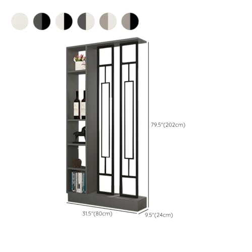 White-Black Wood Room Divider Bookshelf with Shelves Z429530