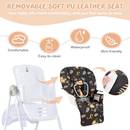 Light Gray Foldable Baby High Chair with Wheels Y924348