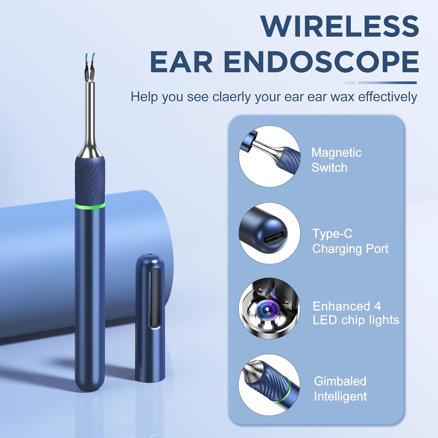 Ear Wax Removal Tool with Ear Camera, 6pcs Ear Scoop J53928