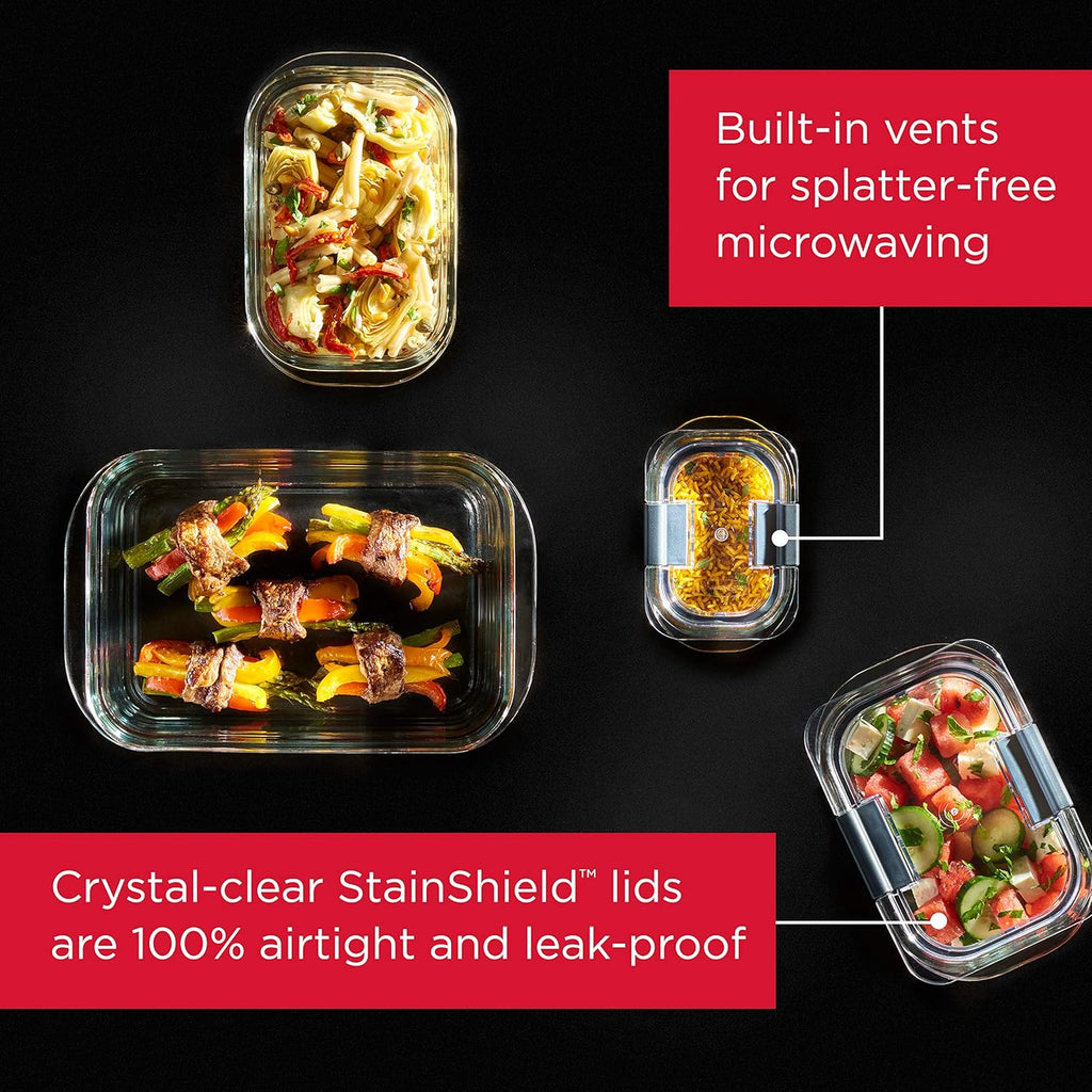 8-Piece Clear Glass Food Storage Containers with Lids T62161