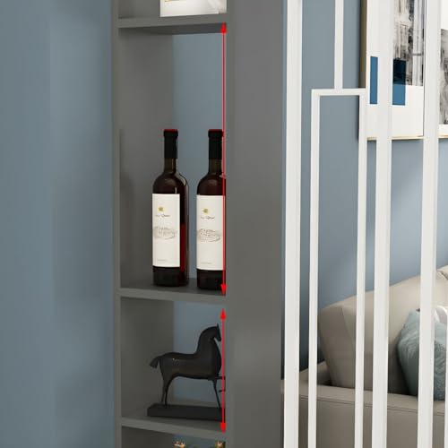 White-Black Wood Room Divider Bookshelf with Shelves Z429530