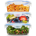 12-Piece 35oz Glass Food Storage Containers Set with Hinged Locking Lids K529122