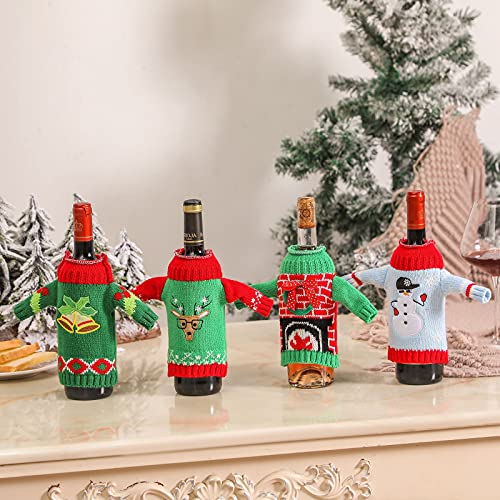 4 Pack Knitted Christmas Wine Bottle Covers S1965