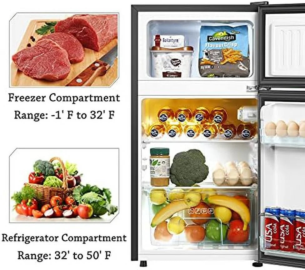 3.2 Cu.ft Mini Fridge with Freezer 2 Door Compact Refrigerator (Black) R57173