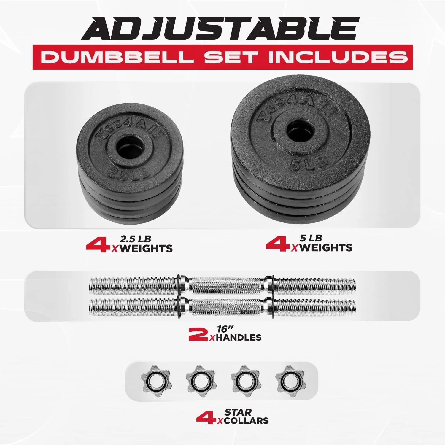 200 lbs Adjustable Cast Iron Dumbbell Set Y71243