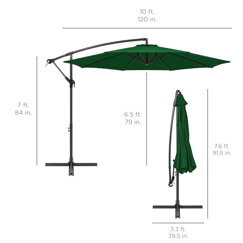 10ft Offset Hanging Patio Umbrella with Polyester Shade P709458