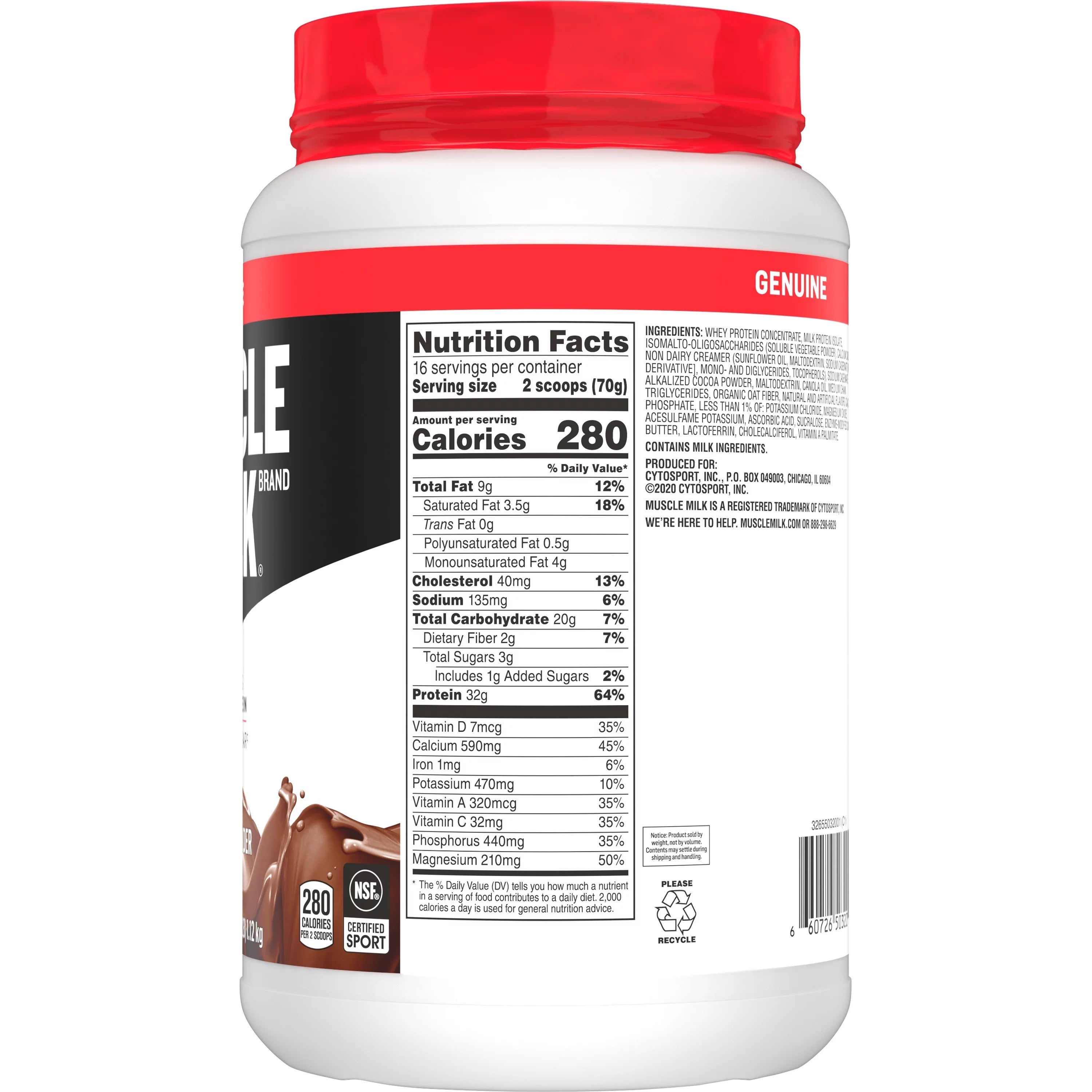 Chocolate Protein Powder, 2.47 Pound, 16 Servings A412847
