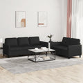 2 Piece Black Faux Leather Sofa Set with Metal Frame L72335