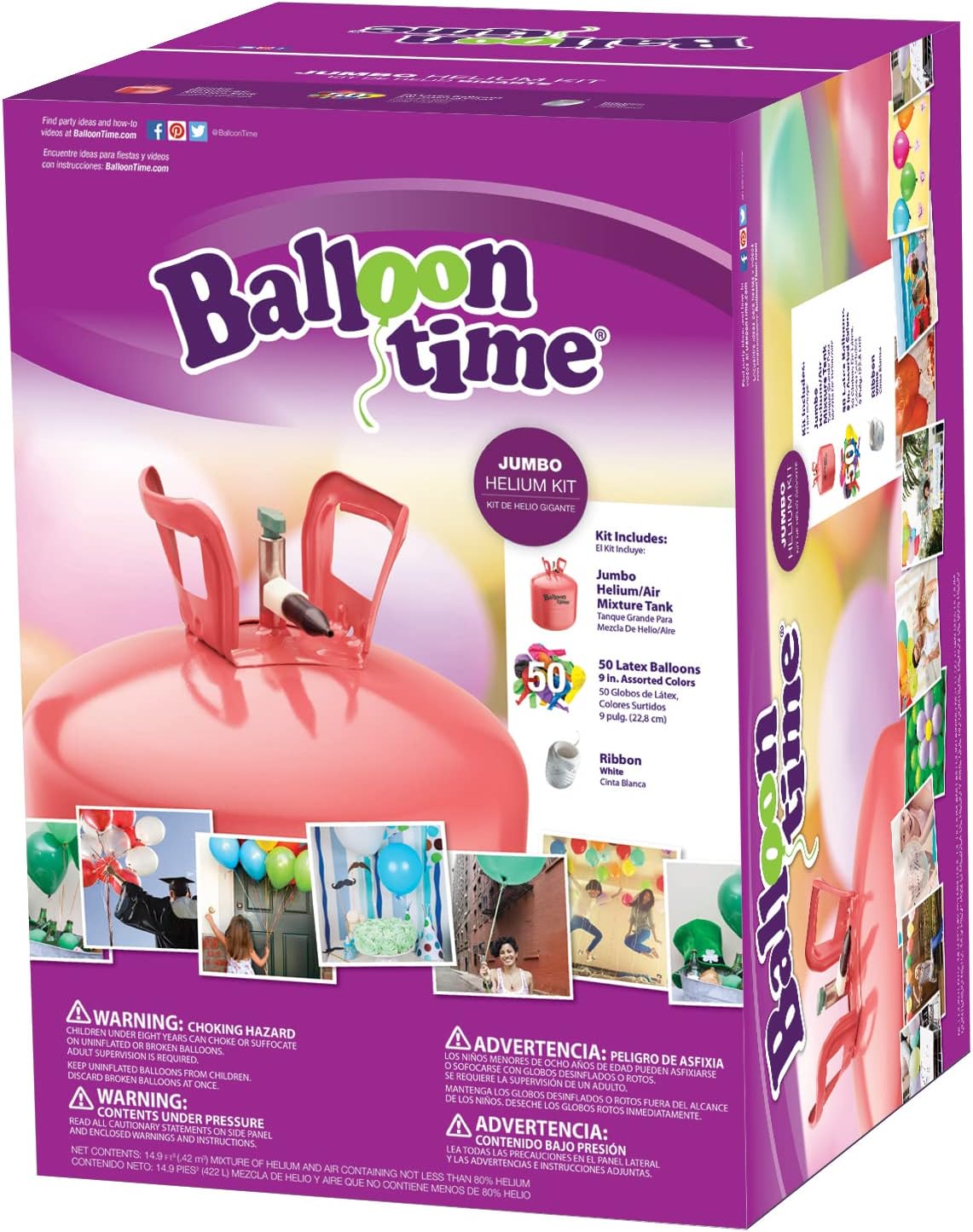 50 Count 9" Latex Balloons Helium Tank G2636