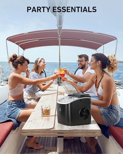 Black Portable Countertop Ice Maker, 26 lbs per 24 Hrs, Self-Cleaning S636783