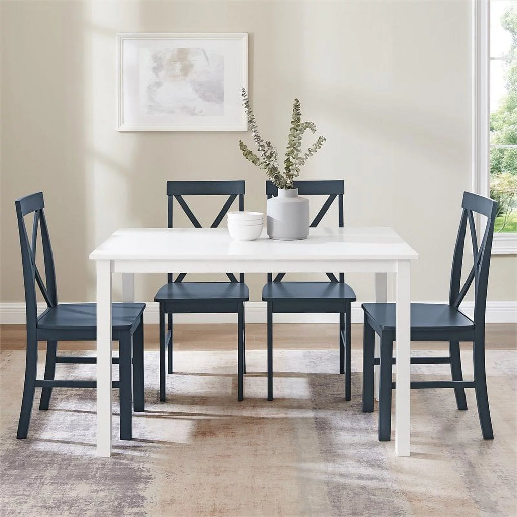 5-Piece Engineered Wood Dining Set in White/Navy R981628